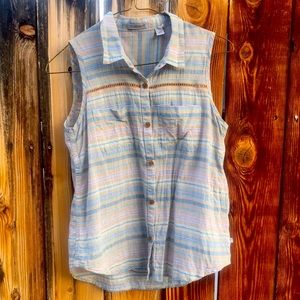 Toad & Co. Airbrush Sleeveless Deco Top. Button front. Women’s XS.